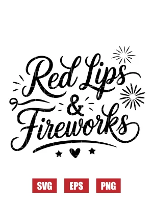 Red Lips & Fireworks Svg