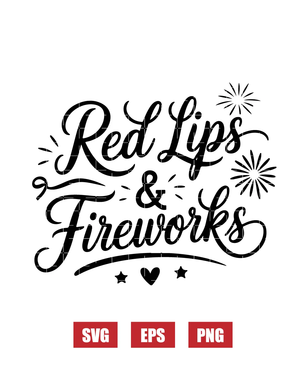 Red Lips & Fireworks Svg
