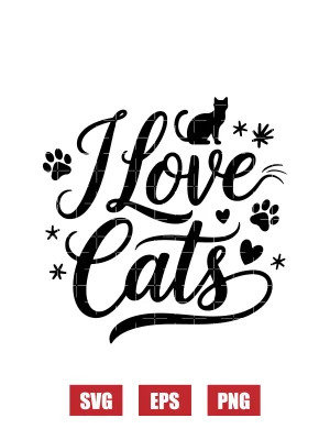 I Love Cats Svg