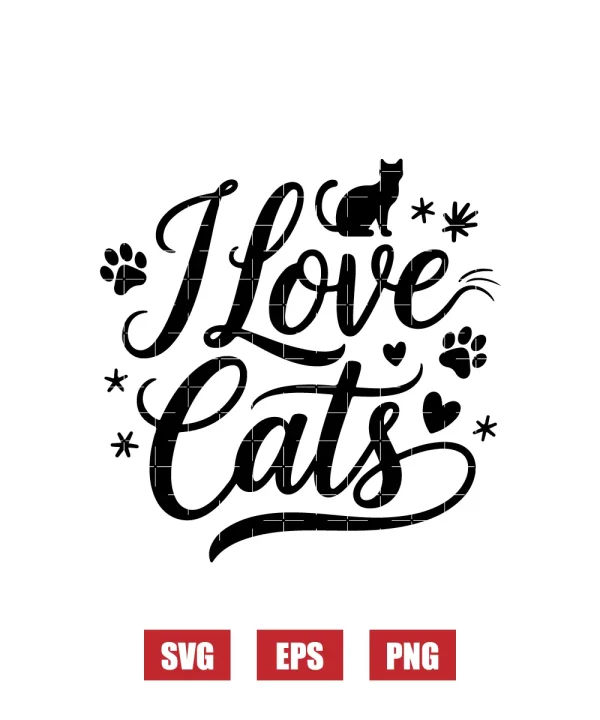 I Love Cats Svg