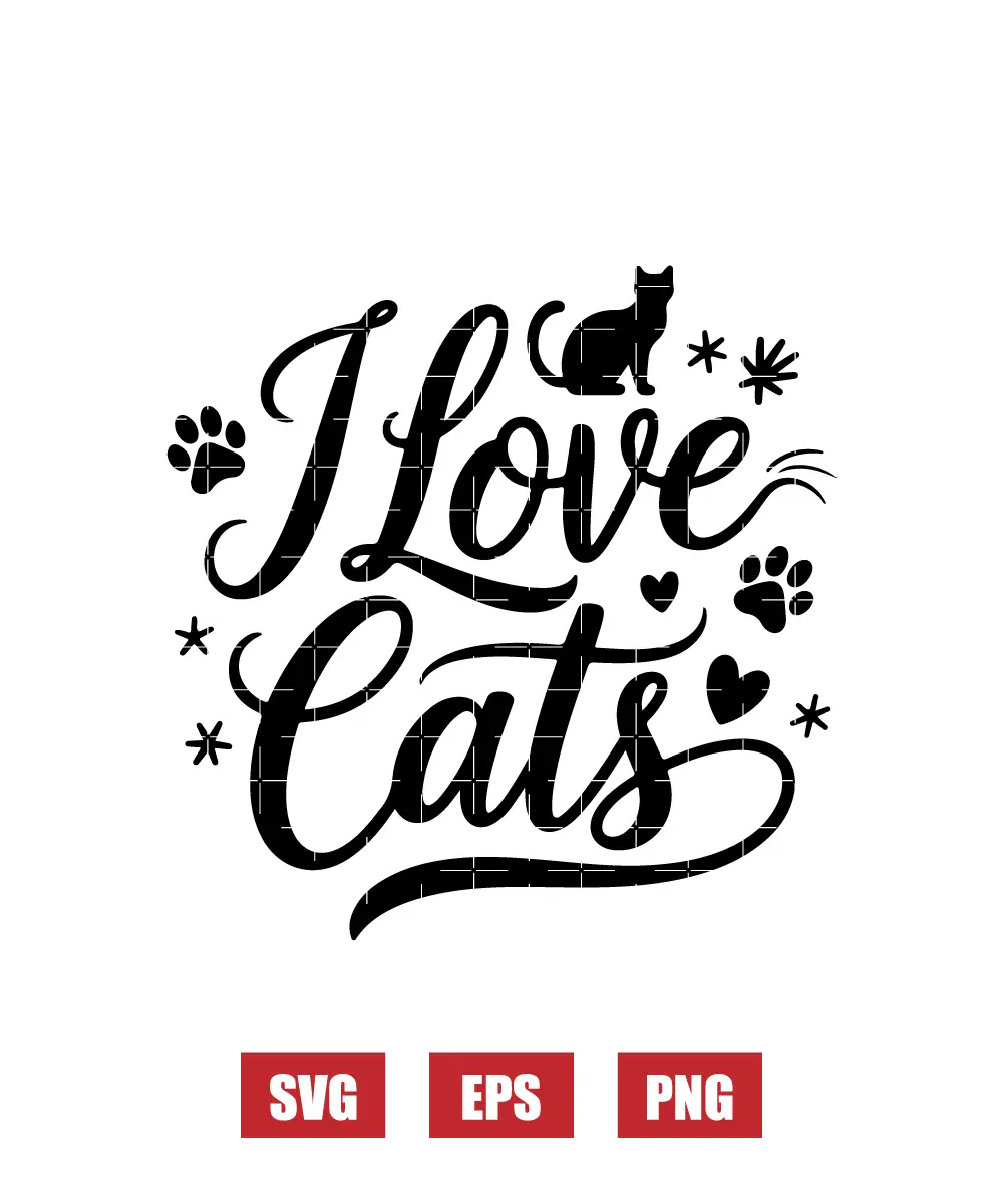 I Love Cats Svg