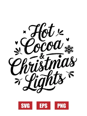 Hot Cocoa & Christmas Lights Svg