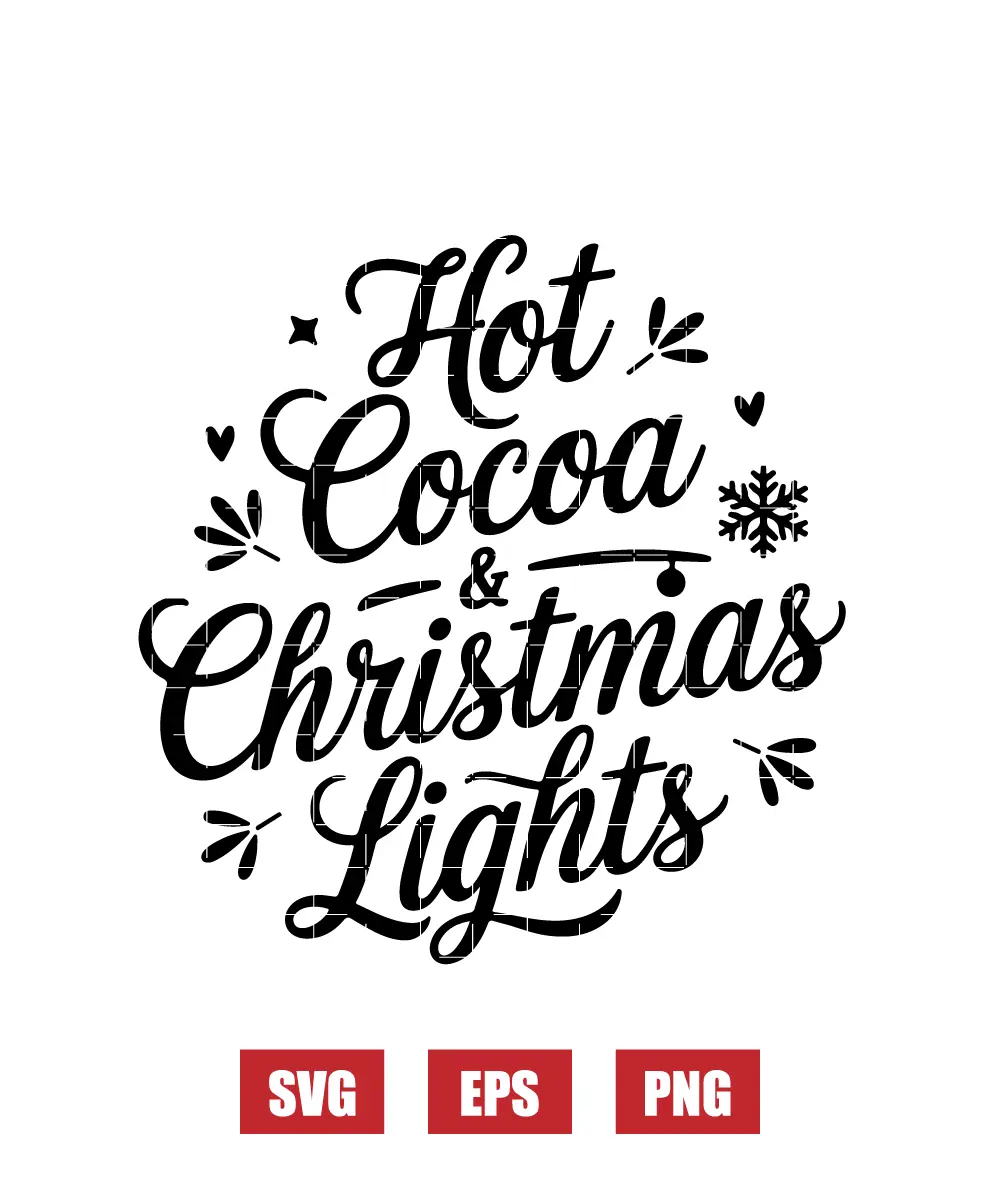 Hot Cocoa & Christmas Lights Svg