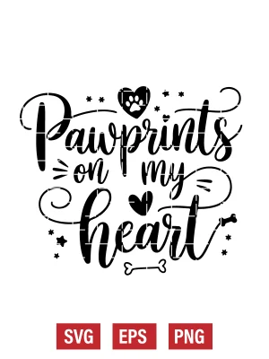 Pawprints on My Heart Svg