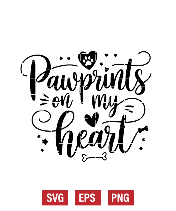 Pawprints on My Heart Svg