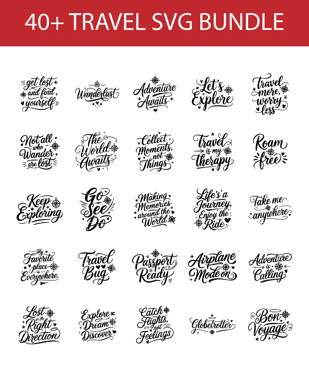 best travel svg bundle, funny travel quote svg