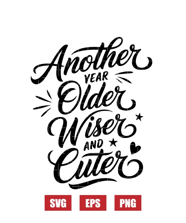 Another Year Older, Wiser, and Cuter Svg