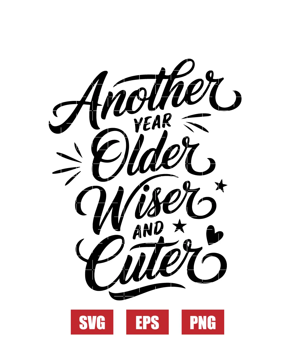 Another Year Older, Wiser, and Cuter Svg
