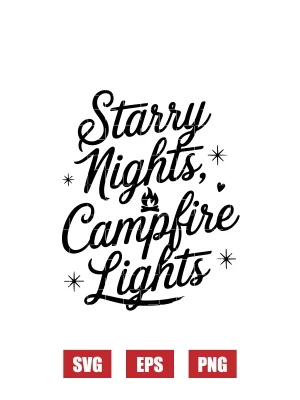 Starry Nights, Campfire Lights Svg