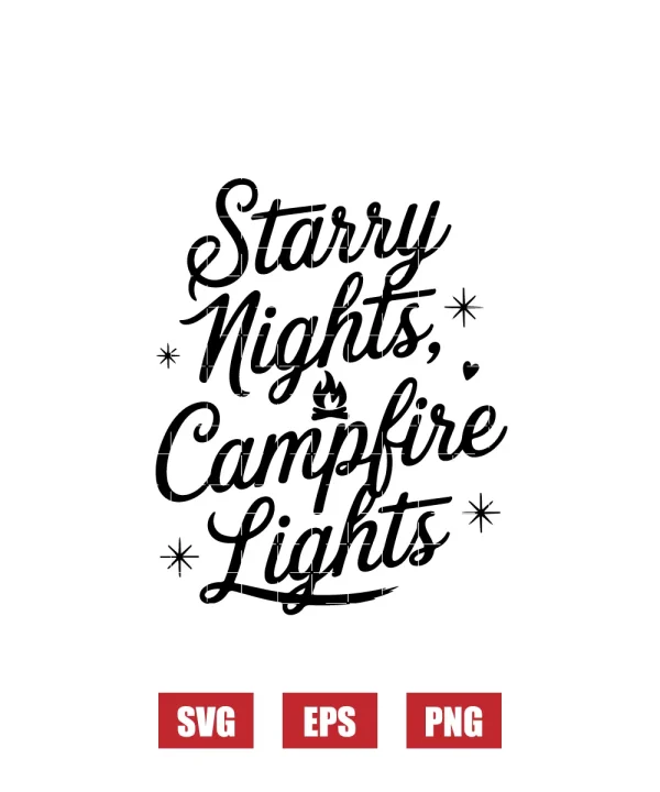 Starry Nights, Campfire Lights Svg