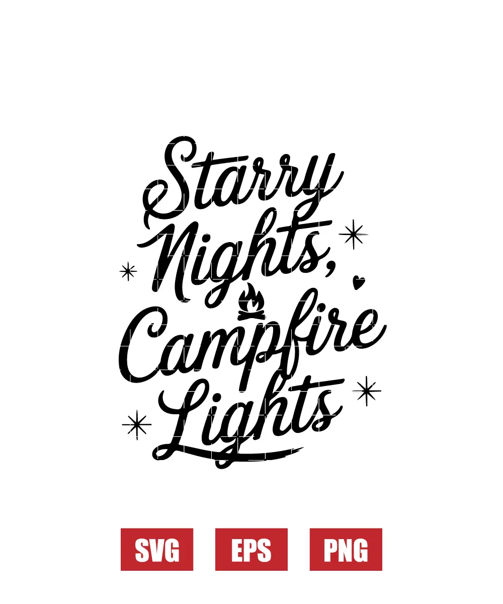 Starry Nights, Campfire Lights Svg