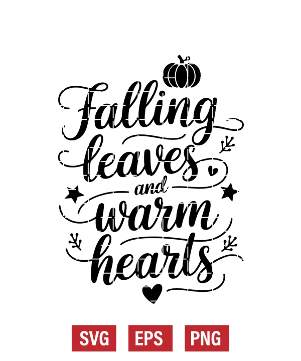 Falling Leaves and Warm Hearts Svg