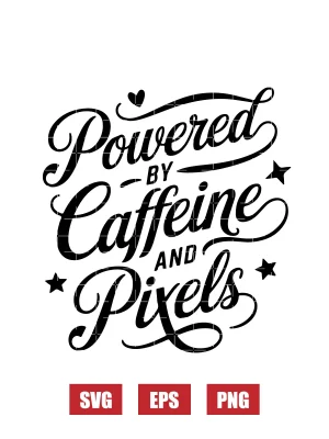 Powered by Caffeine and Pixels Svg